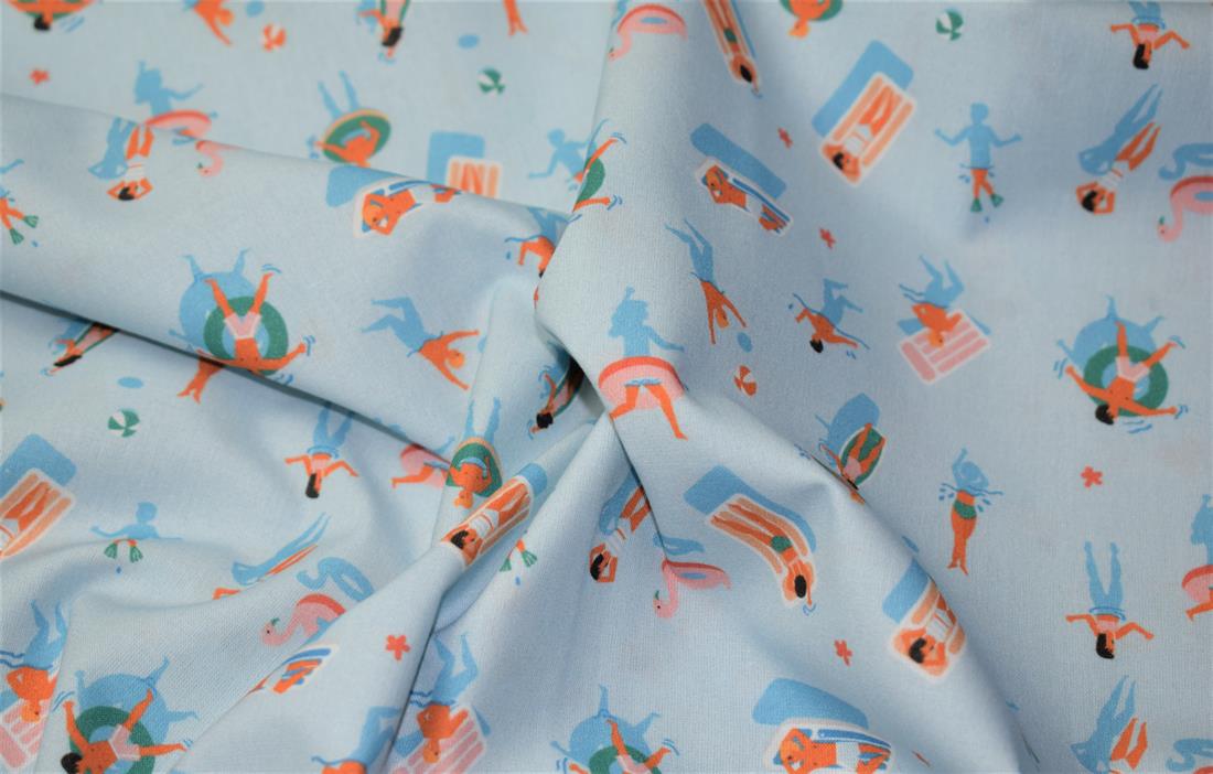 Blue Little Johnny - Swimming Cotton