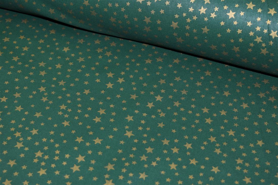 Green 100% Cotton Christmas Stars