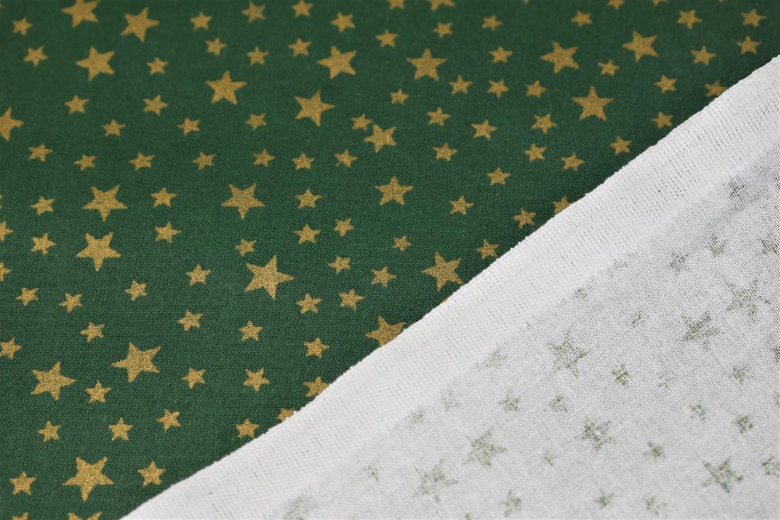 Green 100% Cotton Christmas Stars