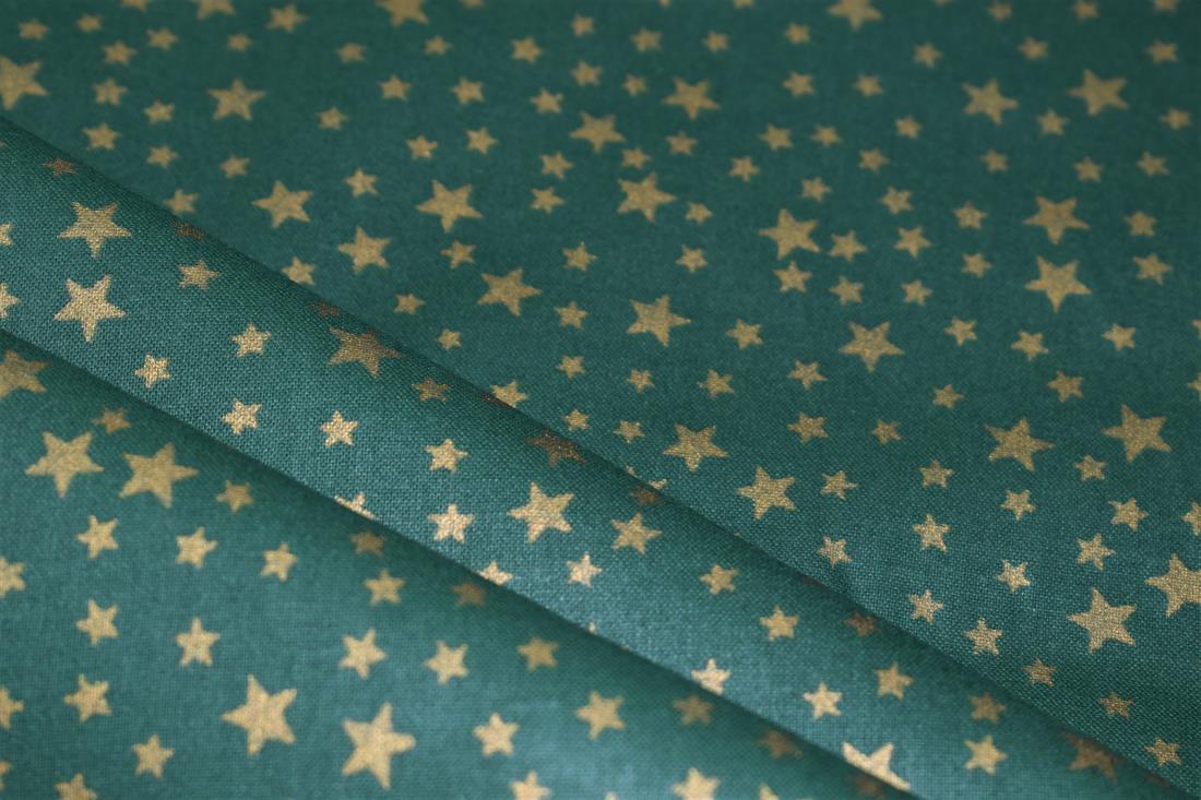 Green 100% Cotton Christmas Stars