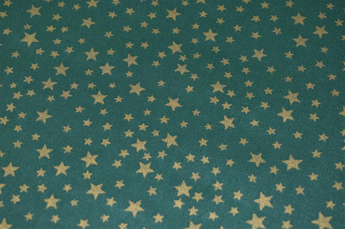 Green 100% Cotton Christmas Stars
