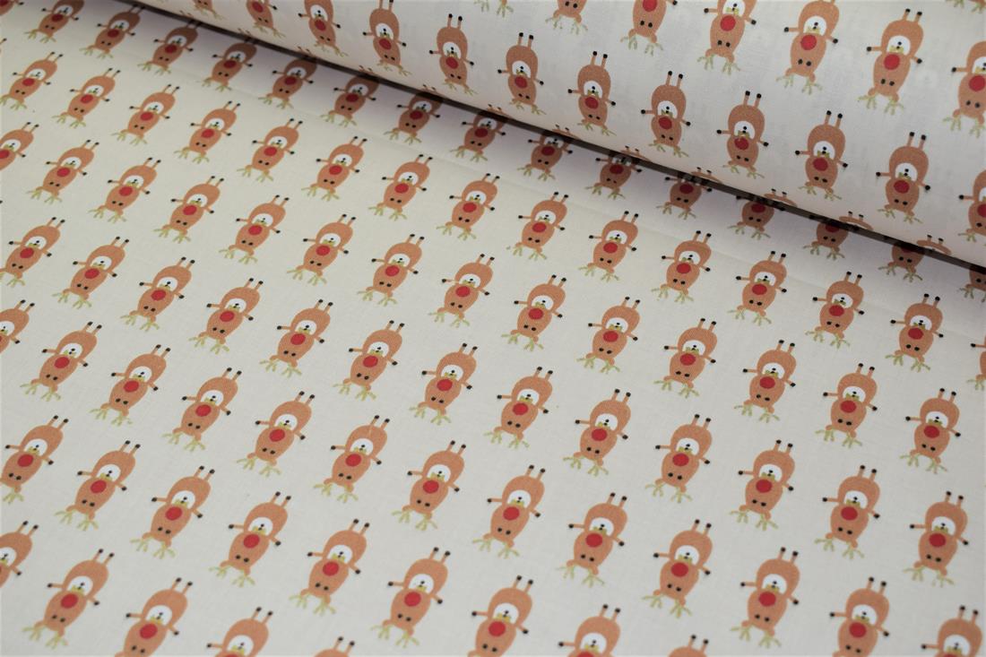 Off White 100% Cotton Rudolph The Reindeer