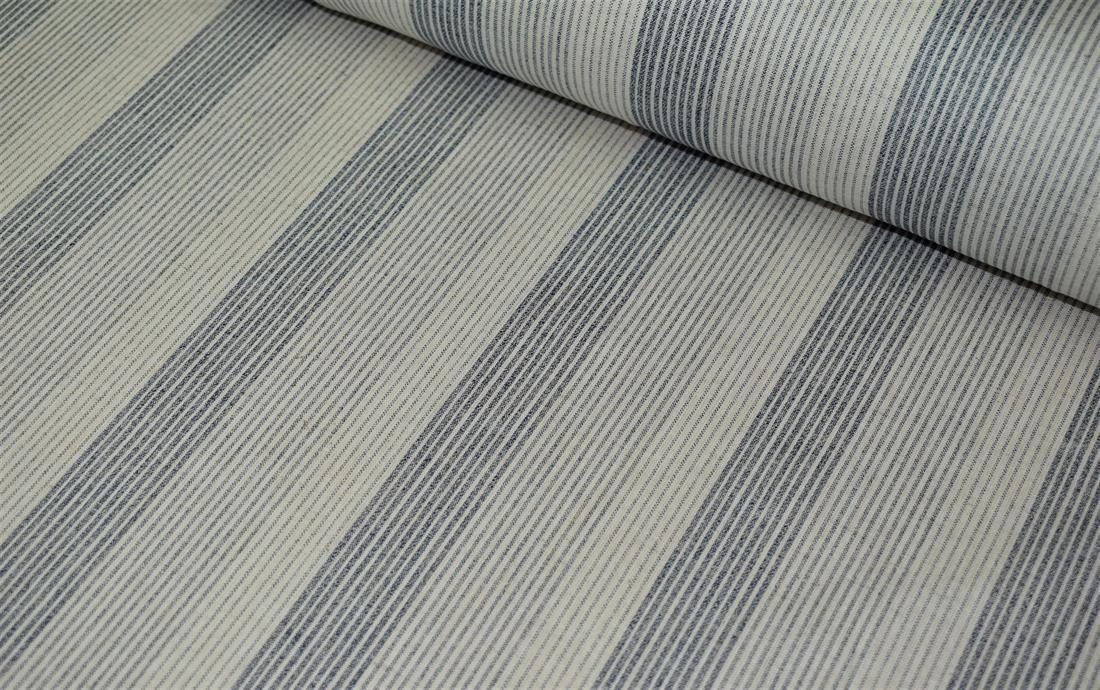 Off White Embroidered Linen Striped Block