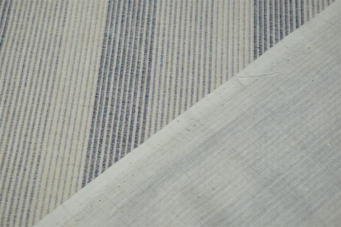 Off White Embroidered Linen Striped Block