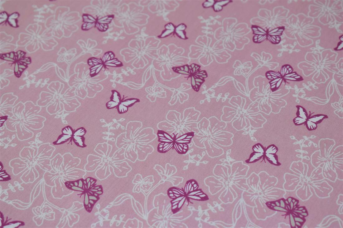 Pink 100% Cotton Butterfly Garden