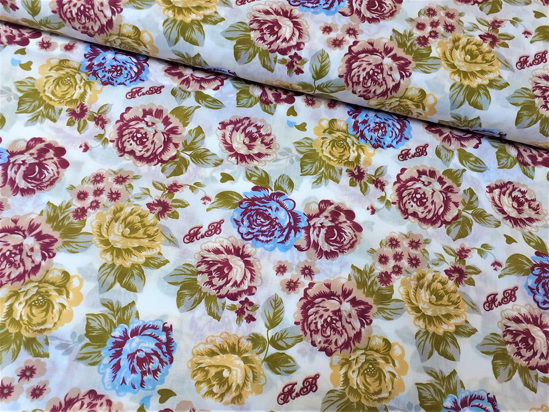 White Cotton Printed Poly Cottons