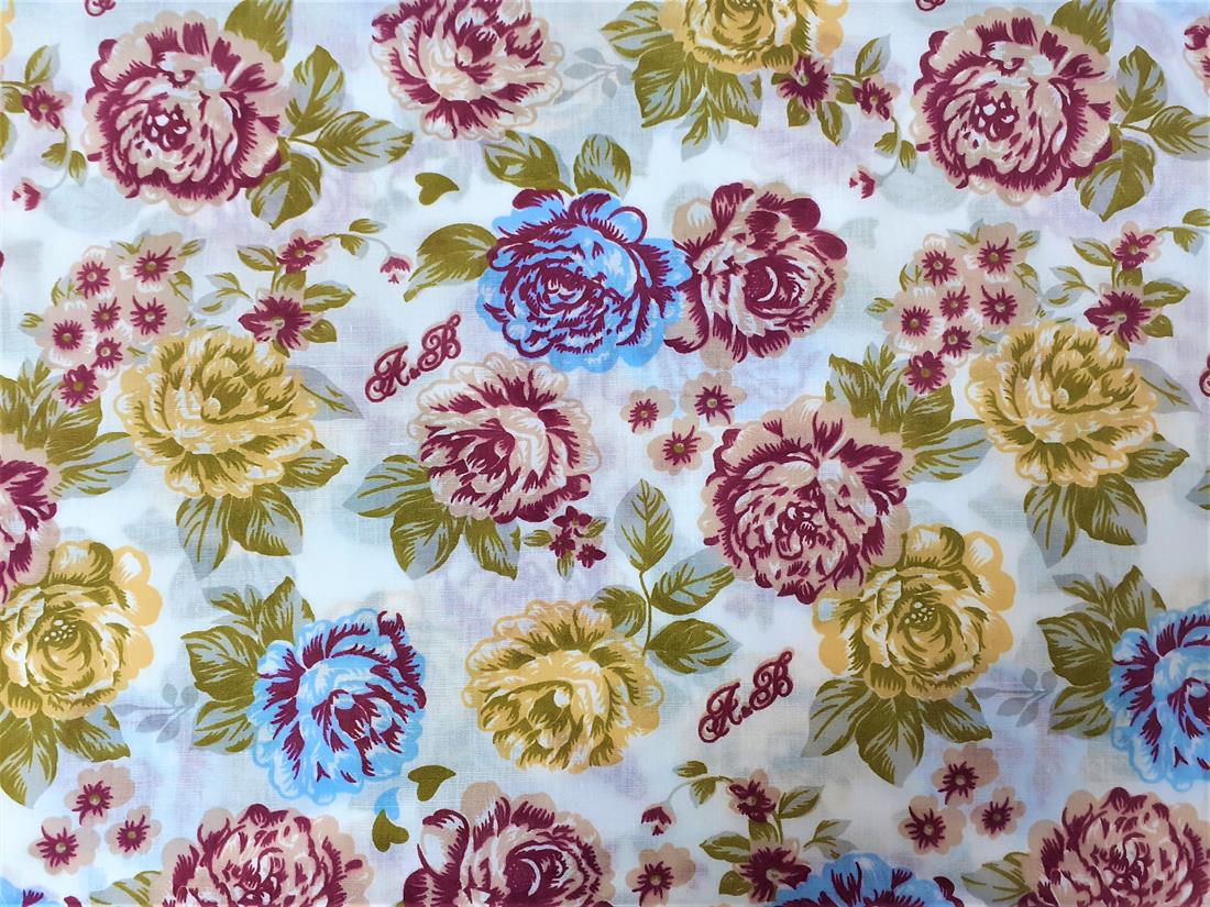 White Cotton Printed Poly Cottons