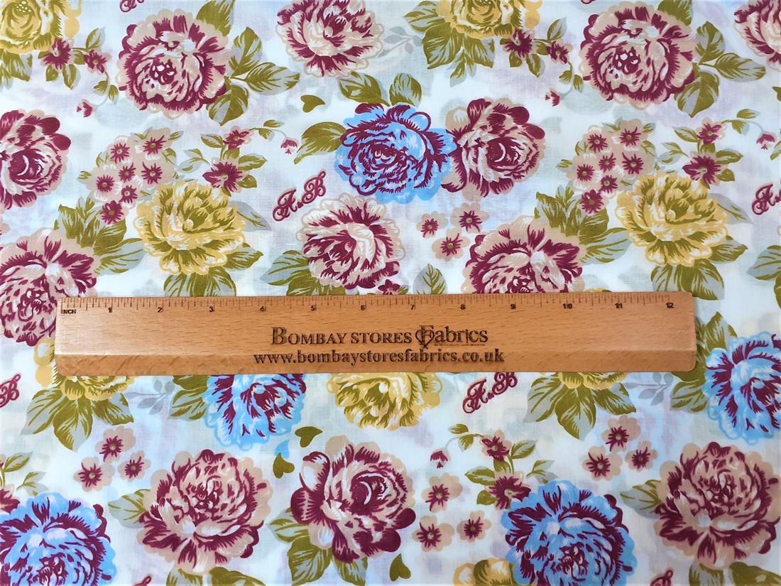 White Cotton Printed Poly Cottons