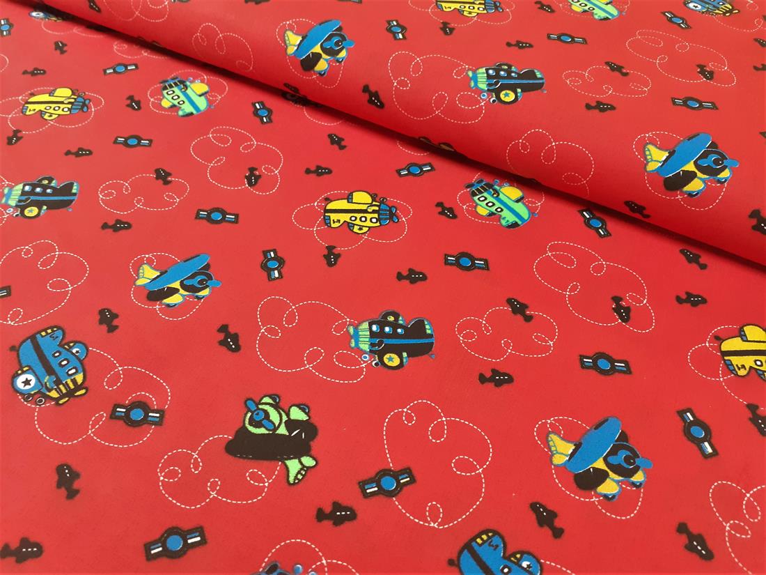 Red Cotton Printed Poly Cottons