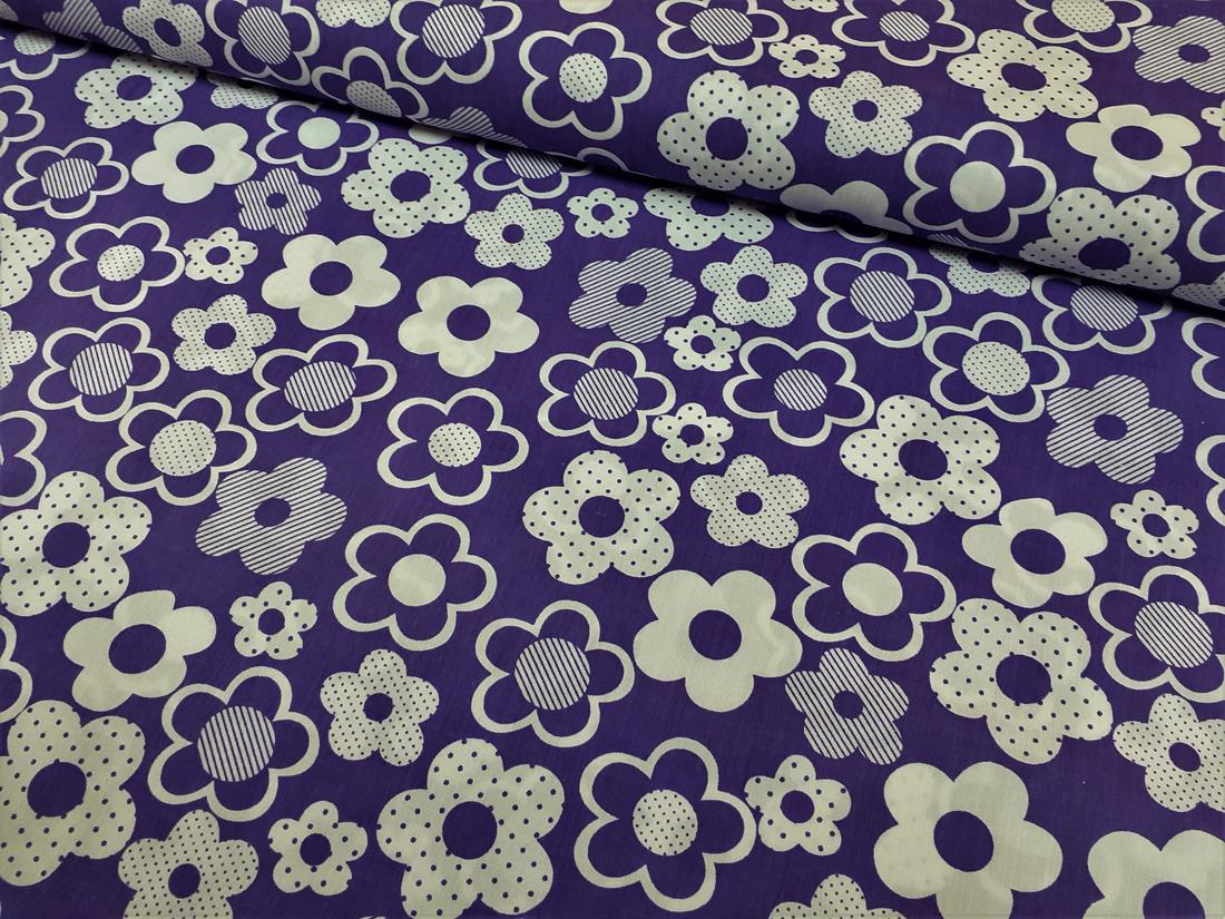 Purple Cotton Printed Poly Cottons