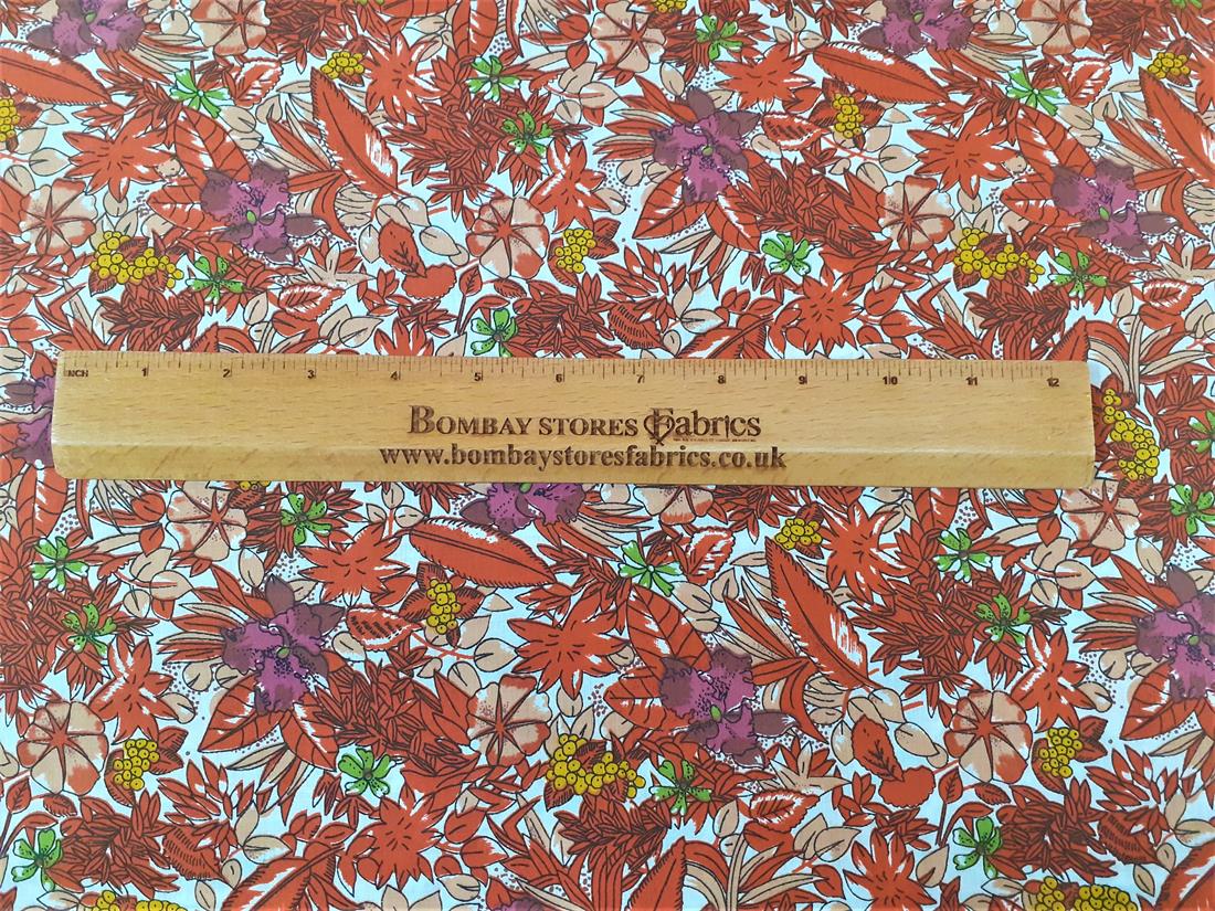Brown Cotton Printed Poly Cottons