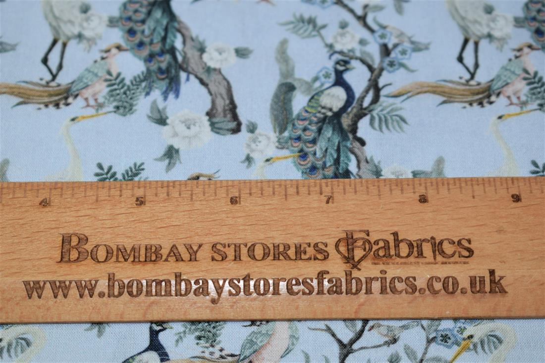 Blue Little Johnny - Peacock Birds Cotton