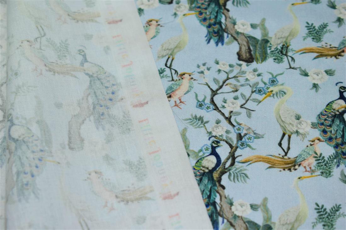 Blue Little Johnny - Peacock Birds Cotton
