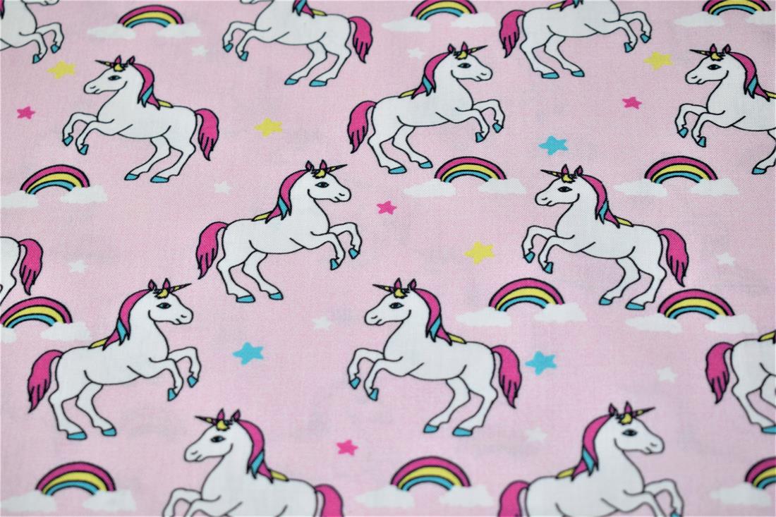 Pink Little Johnny - Unicorns Digital Cotton