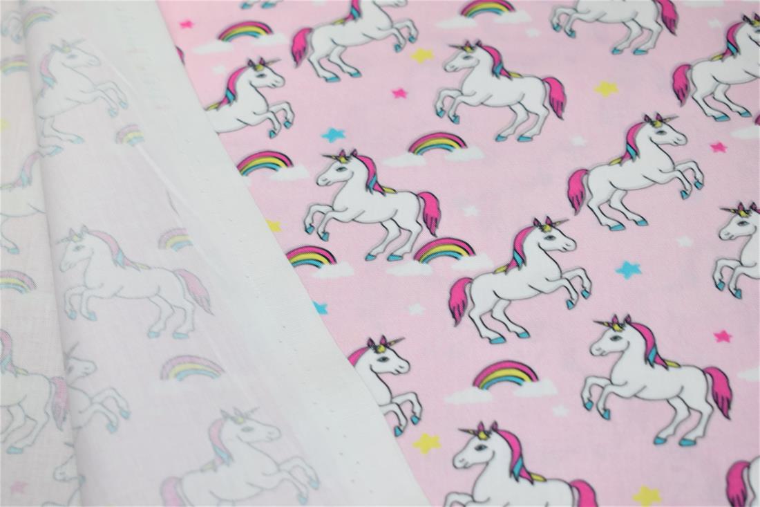 Pink Little Johnny - Unicorns Digital Cotton