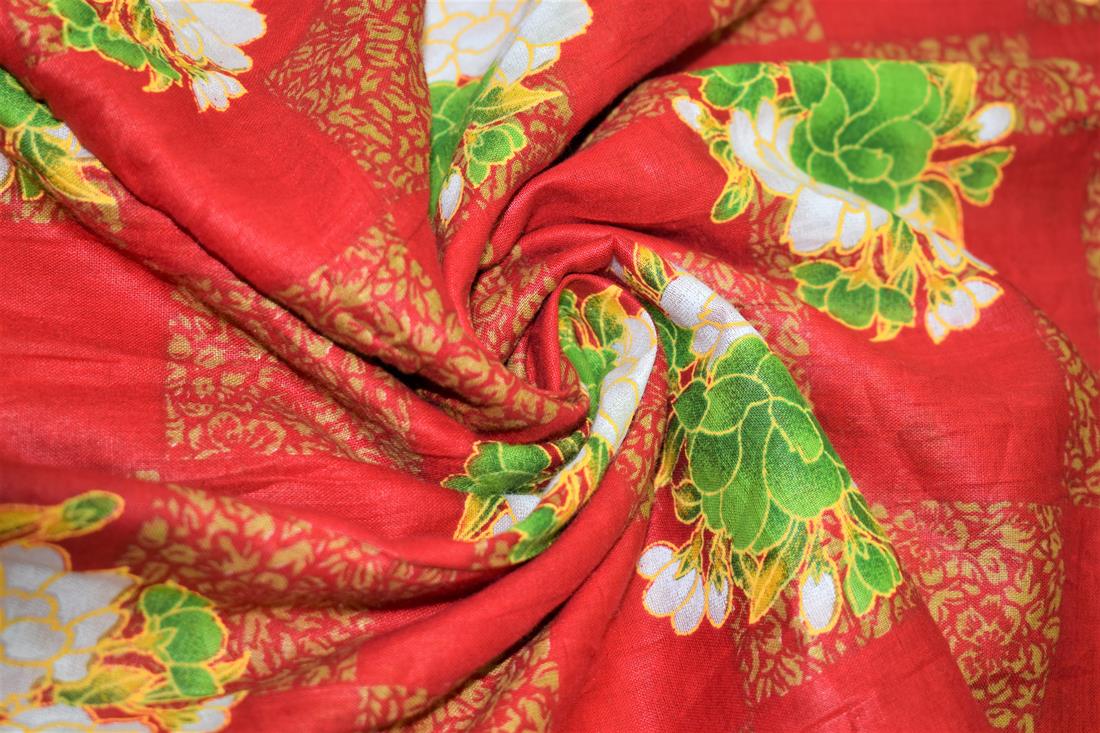 Red Lawn Printed Cotton Lawns