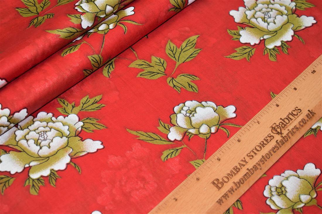 Red Printed Cotton Lawn