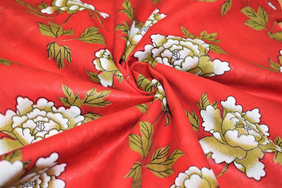 Red Printed Cotton Lawn