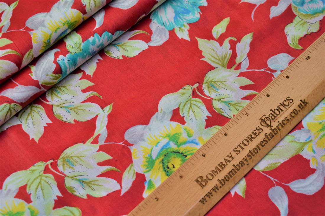 Red Lawn Printed Cotton Lawns