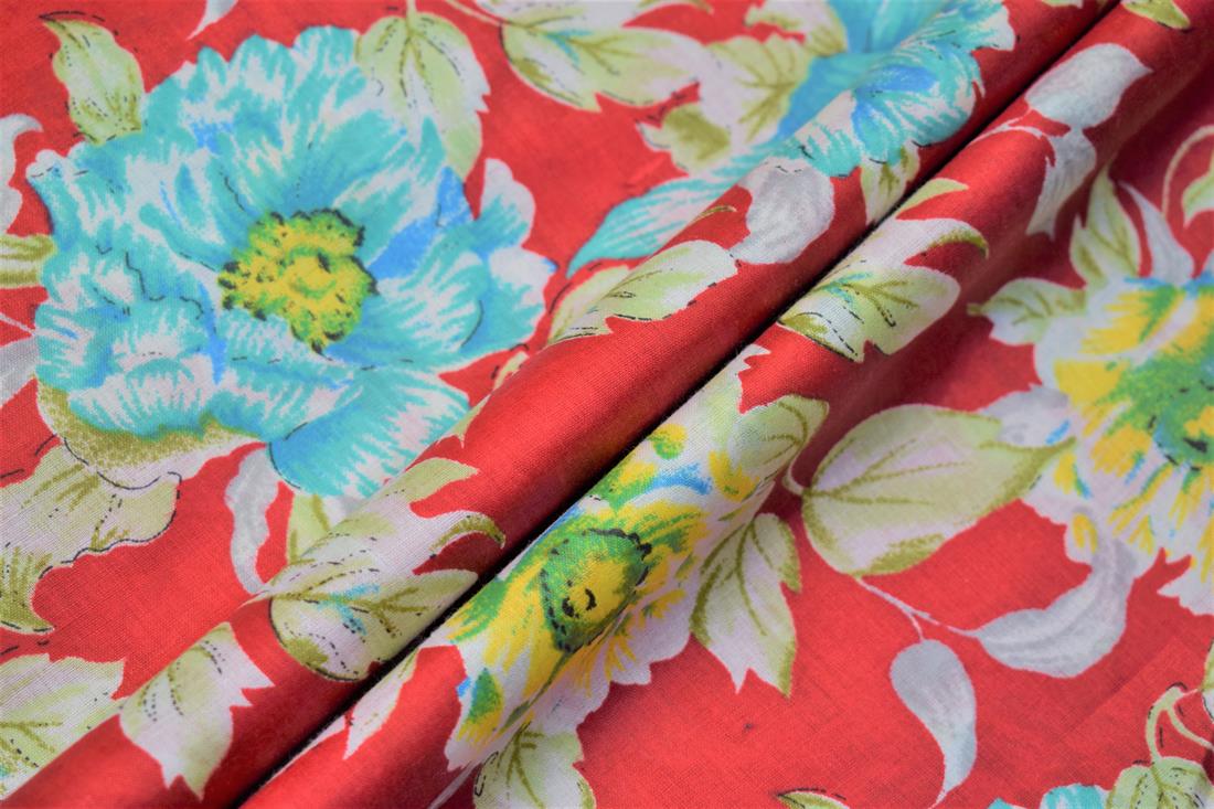 Red Lawn Printed Cotton Lawns