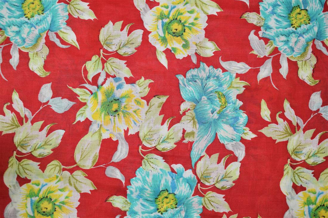 Red Lawn Printed Cotton Lawns