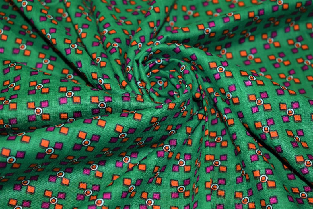 Green Printed Cotton Lawn