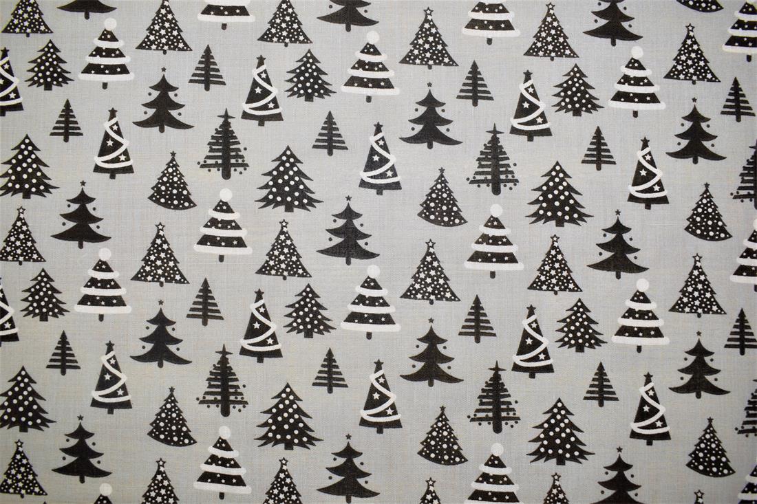 Grey Cotton Christmas Fabric