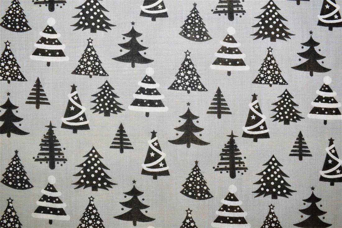 Grey Cotton Christmas Fabric