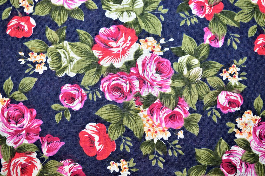 Navy Printed Cotton Fabrics