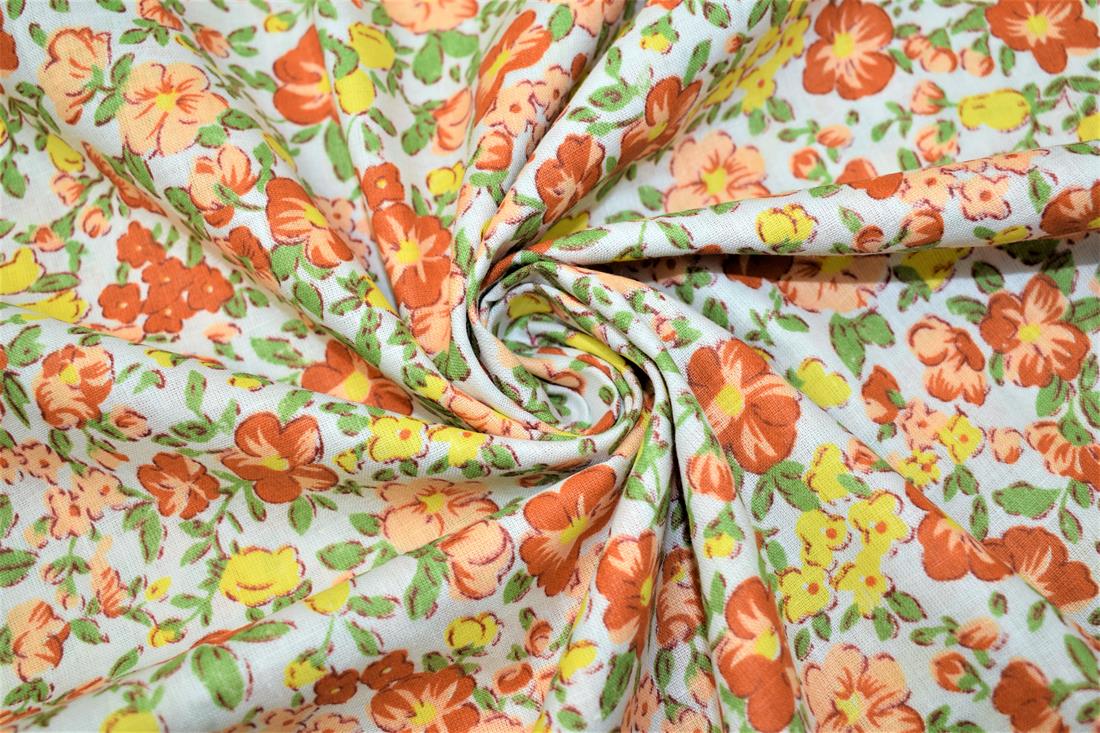 Off White Printed Cotton Fabrics
