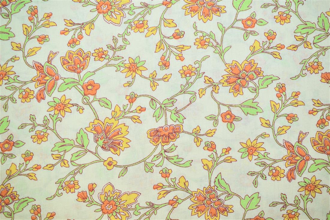 Off White Printed Cotton Fabrics