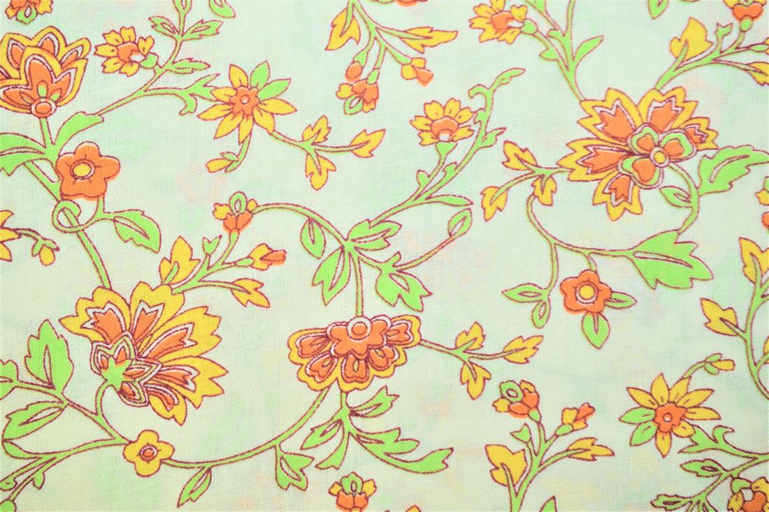 Off White Printed Cotton Fabrics