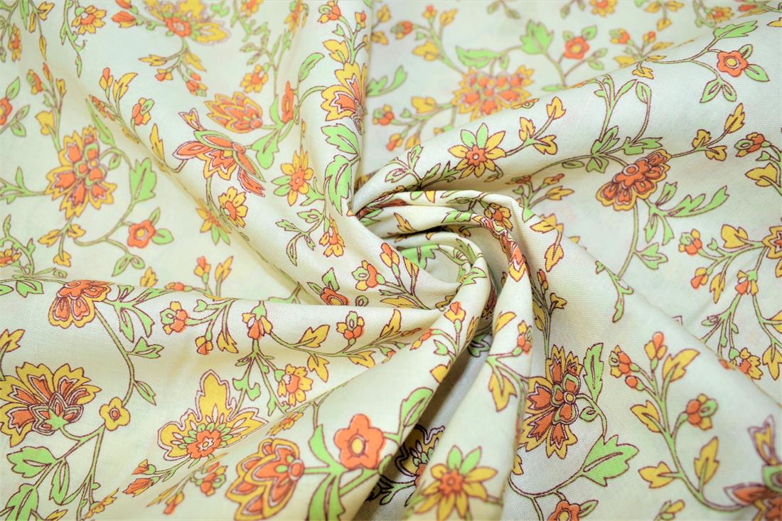 Off White Printed Cotton Fabrics