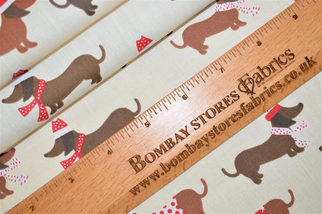 Cream Cotton Christmas Sausage Dogs
