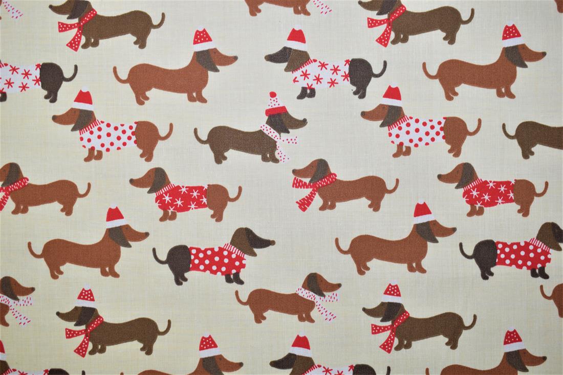 Cream Cotton Christmas Sausage Dogs