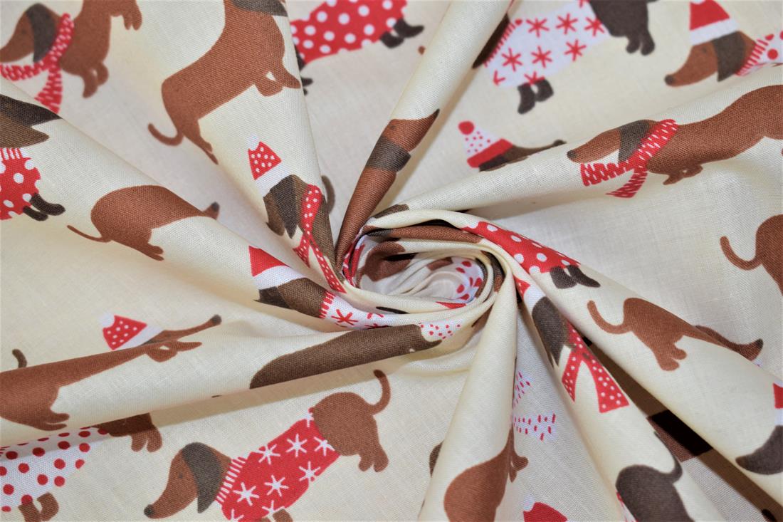 Cream Cotton Christmas Sausage Dogs