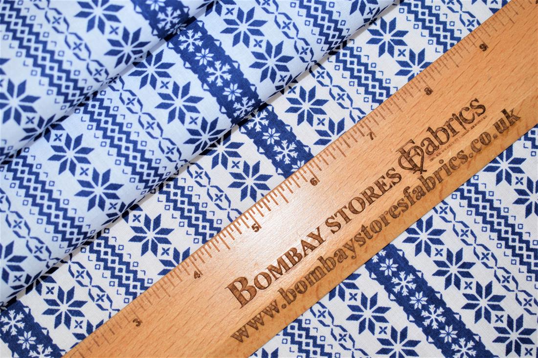 Blue Cotton Christmas Stripes