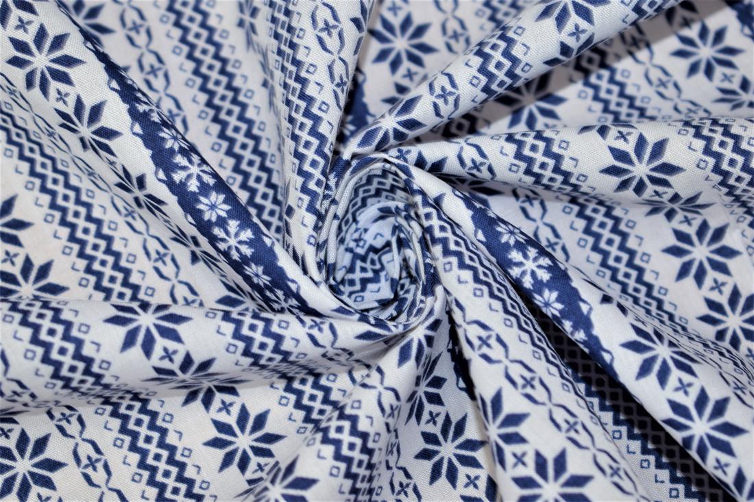 Blue Cotton Christmas Stripes