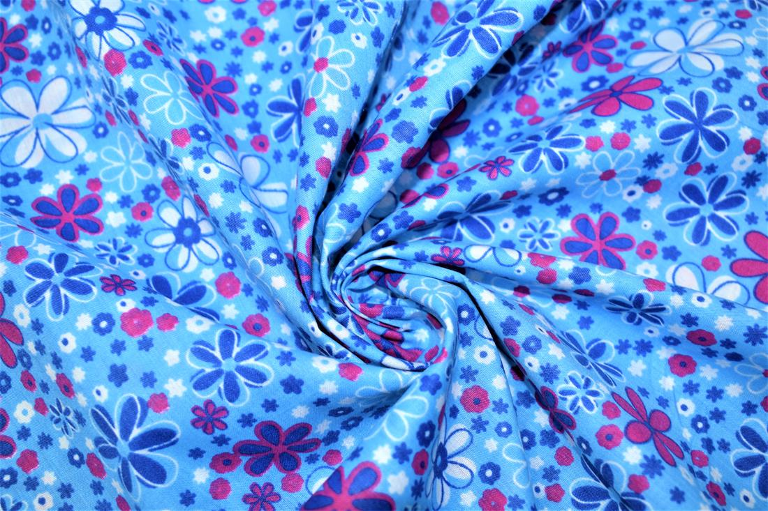 Blue Printed Cotton Fabrics