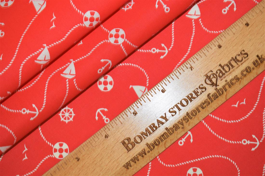Red Cotton Boats And Anchors