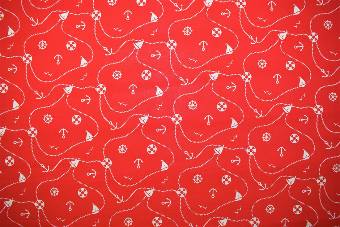 Red Cotton Boats And Anchors