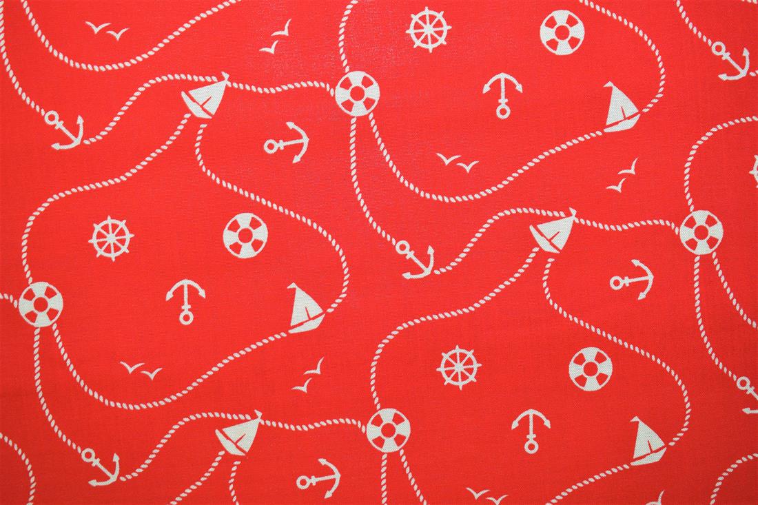 Red Cotton Boats And Anchors