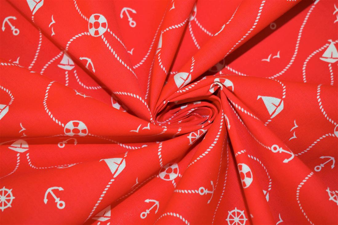 Red Cotton Boats And Anchors