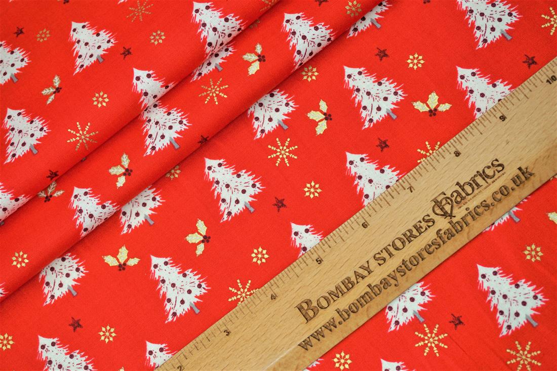 Red Cotton Christmas Snowflake Trees