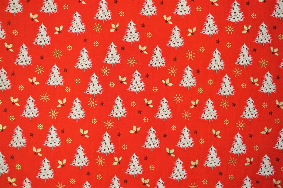 Red Cotton Christmas Snowflake Trees