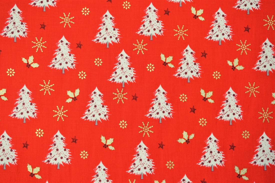Red Cotton Christmas Snowflake Trees