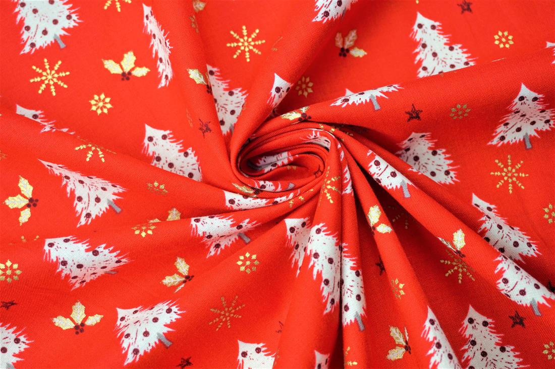 Red Cotton Christmas Snowflake Trees