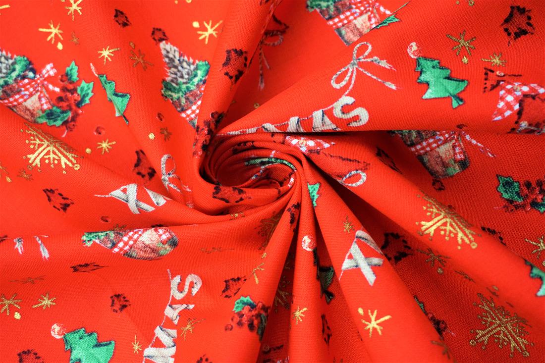Red Christmas Gingham Tree Star Cotton