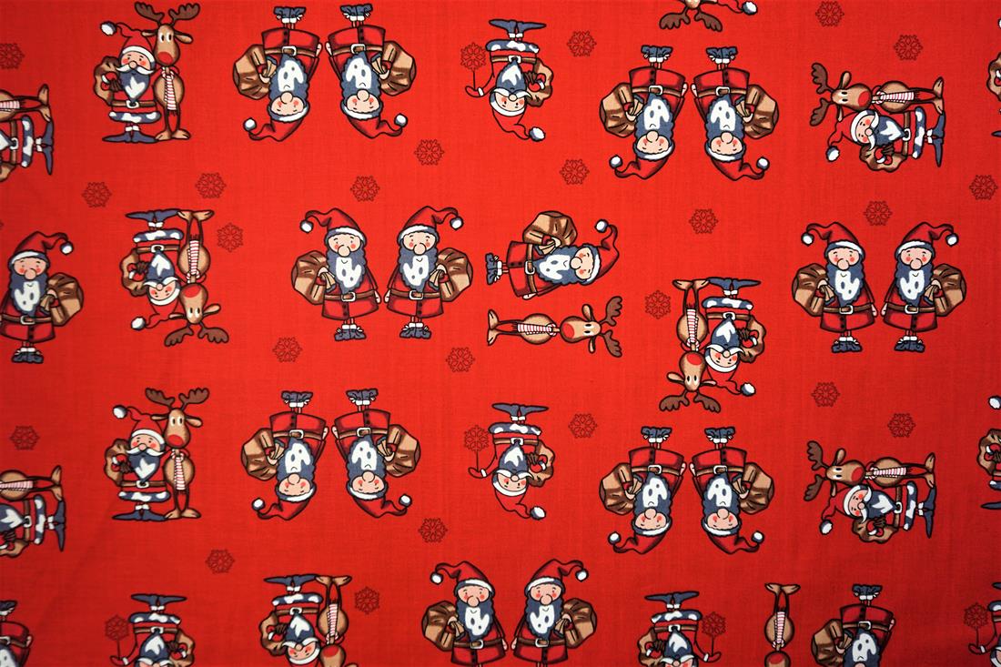Red Xmas Santa Reindeer Cotton