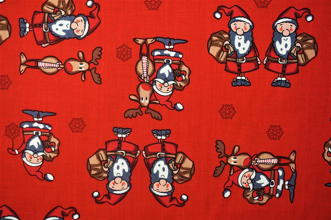 Red Xmas Santa Reindeer Cotton